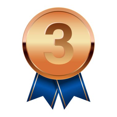 Spor ve oyunlar için mavi kurdeleli bronz madalya. Oyunlar için madalya ya da para