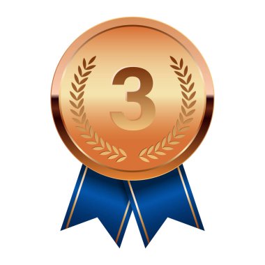 Spor ve oyunlar için mavi kurdeleli bronz madalya. Oyunlar için madalya ya da para