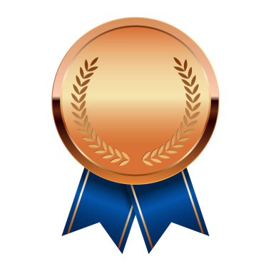 Spor ve oyunlar için mavi kurdeleli bronz madalya. Oyunlar için madalya ya da para