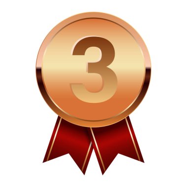 Spor ve oyunlar için kırmızı kurdeleli bronz madalya. Oyunlar için madalya ya da para