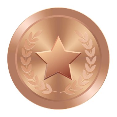 Yıldızlı bronz madalya. Ağ ve oyunlar için yuvarlak madalya