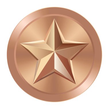 Yıldızlı bronz madalya. Ağ ve oyunlar için yuvarlak madalya