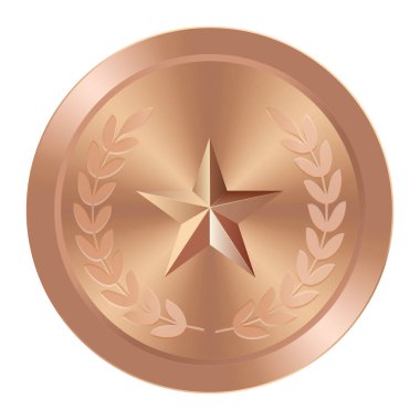 Yıldızlı bronz madalya. Ağ ve oyunlar için yuvarlak madalya