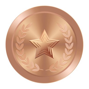 Yıldızlı bronz madalya. Ağ ve oyunlar için yuvarlak madalya