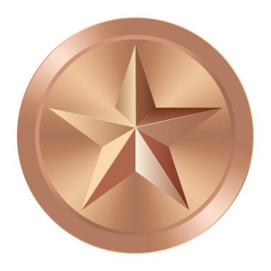 Yıldızlı bronz madalya. Ağ ve oyunlar için yuvarlak madalya