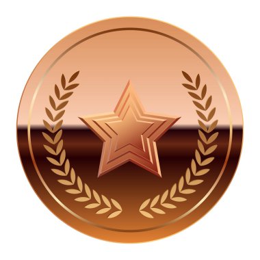 Bronz parlak ayna madalyası ve spor ve oyunlar için yıldız. Oyunlar için madalya ya da para