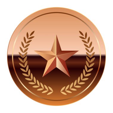 Bronz parlak ayna madalyası ve spor ve oyunlar için yıldız. Oyunlar için madalya ya da para