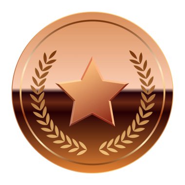 Bronz parlak ayna madalyası ve spor ve oyunlar için yıldız. Oyunlar için madalya ya da para