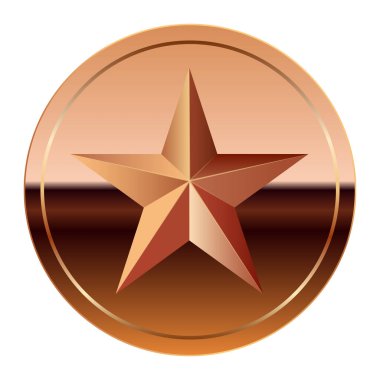 Bronz parlak ayna madalyası ve spor ve oyunlar için yıldız. Oyunlar için madalya ya da para