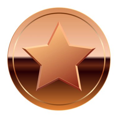 Bronz parlak ayna madalyası ve spor ve oyunlar için yıldız. Oyunlar için madalya ya da para