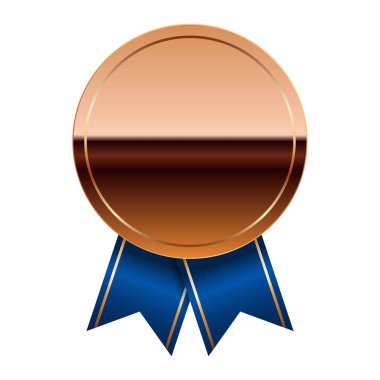 Spor ve oyunlar için mavi kurdeleli bronz ayna madalyası. Oyunlar için madalya ya da para