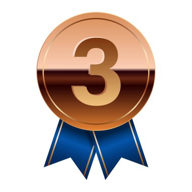 Spor ve oyunlar için mavi kurdeleli bronz ayna madalyası. Oyunlar için madalya ya da para