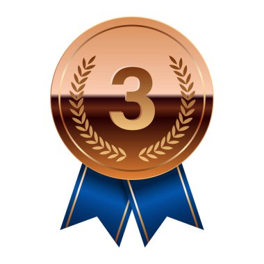 Spor ve oyunlar için mavi kurdeleli bronz ayna madalyası. Oyunlar için madalya ya da para