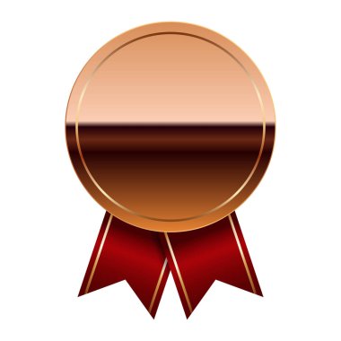 Spor ve oyunlar için kırmızı kurdeleli bronz ayna madalyası. Oyunlar için madalya ya da para