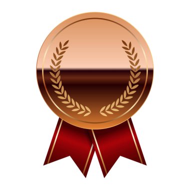 Spor ve oyunlar için kırmızı kurdeleli bronz ayna madalyası. Oyunlar için madalya ya da para