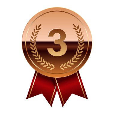 Spor ve oyunlar için kırmızı kurdeleli bronz ayna madalyası. Oyunlar için madalya ya da para