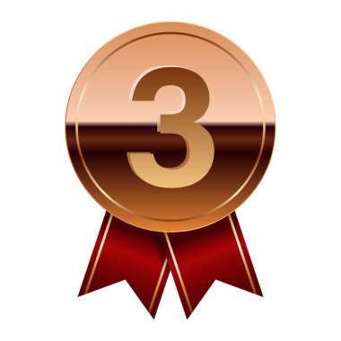 Spor ve oyunlar için kırmızı kurdeleli bronz ayna madalyası. Oyunlar için madalya ya da para