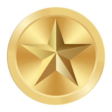 Yıldızlı altın madalya. Ağ ve oyunlar için yuvarlak madalya