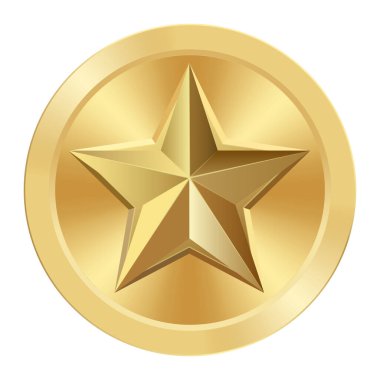 Yıldızlı altın madalya. Ağ ve oyunlar için yuvarlak madalya