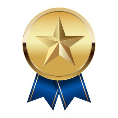 Mavi kurdeleli altın madalya ve spor ve oyunlarda yıldız. Oyunlar için madalya ya da para