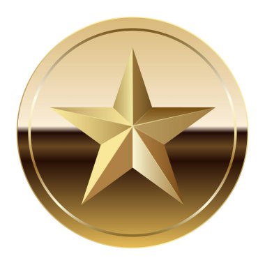 Altın parlak ayna madalyası ve spor ve oyunlar için yıldız. Oyunlar için madalya ya da para