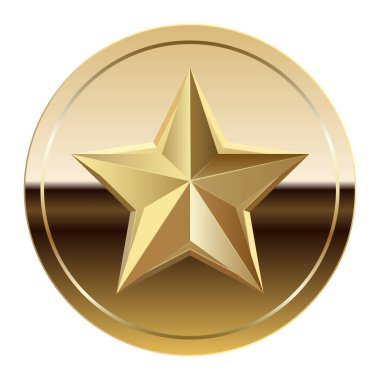 Altın parlak ayna madalyası ve spor ve oyunlar için yıldız. Oyunlar için madalya ya da para