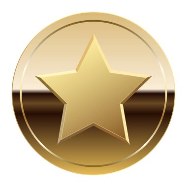 Altın parlak ayna madalyası ve spor ve oyunlar için yıldız. Oyunlar için madalya ya da para