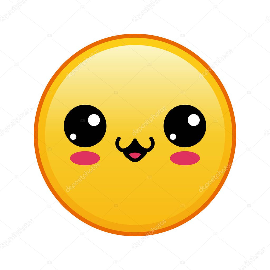 Kawaii yellow emoji with kitty face on white background. Large size of yellow emoji