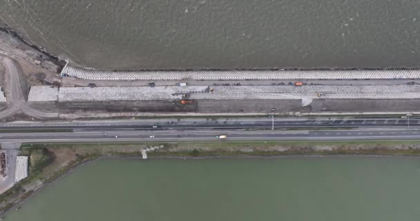 Будівництво Afsluitdijk Насосних Станціях Нові Шлюзи Поблизу Ден Овер Корнвердерзанд — стокове відео