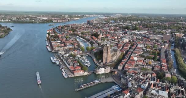 Центр Города Дордрехт Дордт Южная Голландия Нидерланды Вдоль Канала Реки — стоковое видео