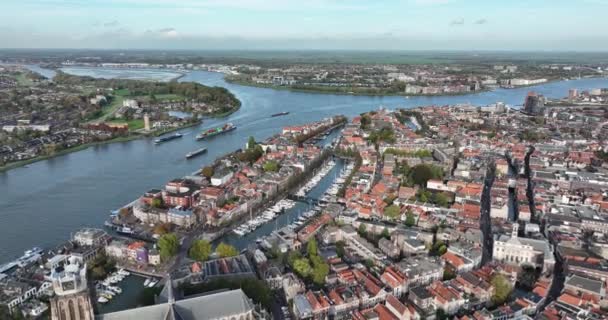 Центр Міста Дордрехт Дордхт Південна Голландія Нідерланди Лінія Вздовж Річки — стокове відео