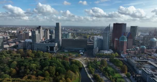 Haagský Městský Panorama Centra Nizozemska Jižního Holandska Domy Holandských Vládních — Stock video