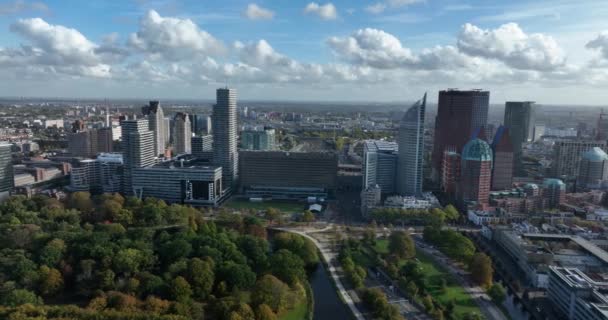 Horizonte Urbano Haia Centro Holanda Sul Abriga Ministires Embaixada Governo — Vídeo de Stock