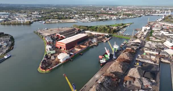 Dordrecht Octubre 2022 Países Bajos Jansen Reciclaje Instalaciones Desmontaje Desmontaje — Vídeos de Stock