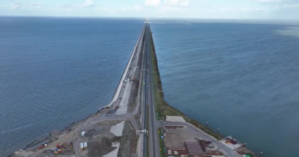 Afsluitdijk Výstavba Čerpacích Stanicích Nové Kanály Blízkosti Den Oever Kornwerderzand — Stock video