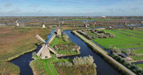 Kinderdijk Větrné Mlýny Nizozemské Provincii Jižní Holandsko Nachází Alblasserwaard Turistická — Stock video