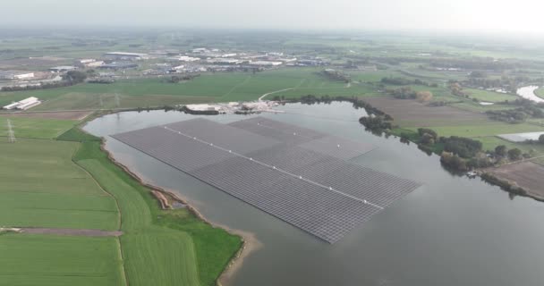 Maior Parque Solar Flutuante Europa Lago Extração Areia Bomhofsplas Zwolle — Vídeo de Stock