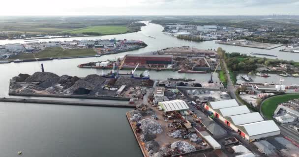 Dordrecht 2022年10月26日 Jansen回收利用 铁和有色金属再循环 分解和拆卸设施 金属加工业 — 图库视频影像