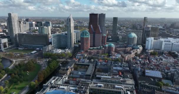 Αστικός Ορίζοντας Της Χάγης Του Κέντρου Στην Ολλανδία Νότια Ολλανδία — Αρχείο Βίντεο