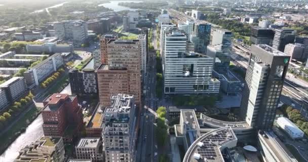 Amsterdam Października 2022 Holandia Amsterdam Zuidas Wysoki Wzrost Budynków Biurowych — Wideo stockowe