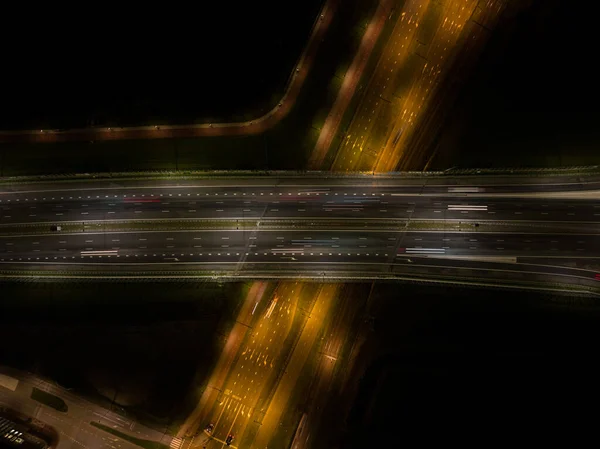 A10 Traffico Autostradale Notte Infrastruttura Autostradale Buio Luce Del Traffico — Foto Stock