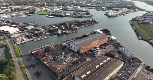 Dordrecht Octubre 2022 Países Bajos Jansen Reciclaje Instalaciones Desmontaje Desmontaje — Vídeo de stock