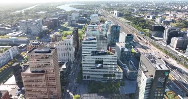 Amsterdão Outubro 2022 Países Baixos Amsterdam Zuidas Arranha Céus Edifícios — Vídeo de Stock