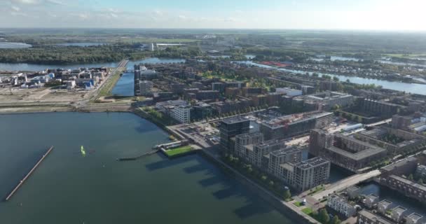 Amsterdam Porto Ijburg Área Residencial Construção Moderna Espaço Recreativo Para — Vídeo de Stock