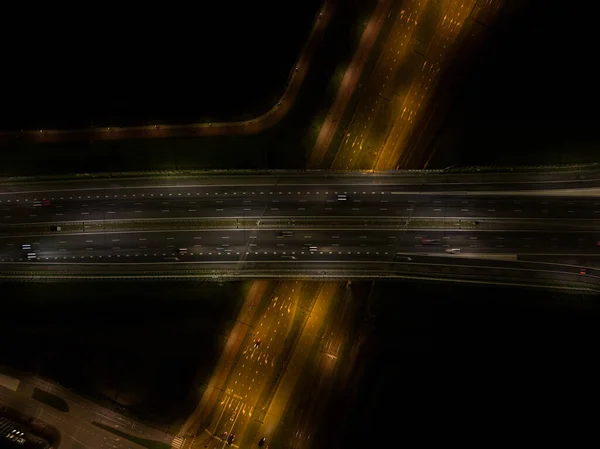 A10 Trânsito Noturno Infraestrutura Rodoviária Escuridão Luz Tráfego Dinâmico Movimento — Fotografia de Stock