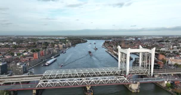 Spoorbrug Dordrecht Wordt Ook Wel Zwijndrechtse Brugbrug Genoemd Tussen Dordrecht — Stockvideo