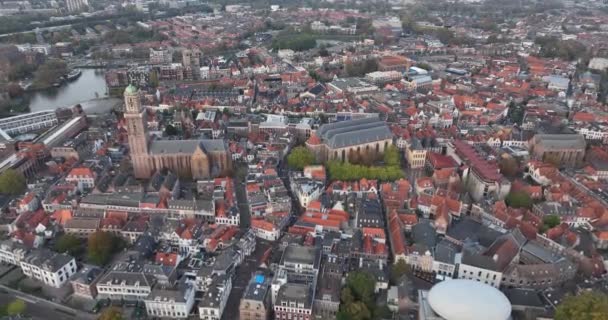 Zwolle Antiguo Centro Histórico Ciudad Las Murallas Ciudad Por Encima — Vídeo de stock