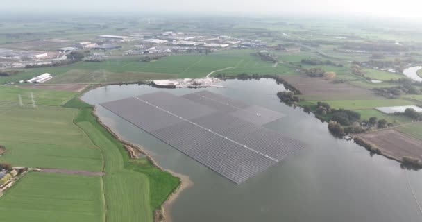 Maior Parque Solar Flutuante Europa Lago Extração Areia Bomhofsplas Zwolle — Vídeo de Stock
