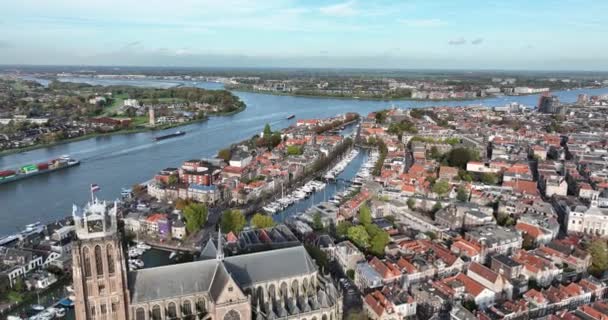 Центр Міста Дордрехт Дордхт Південна Голландія Нідерланди Лінія Вздовж Річки — стокове відео