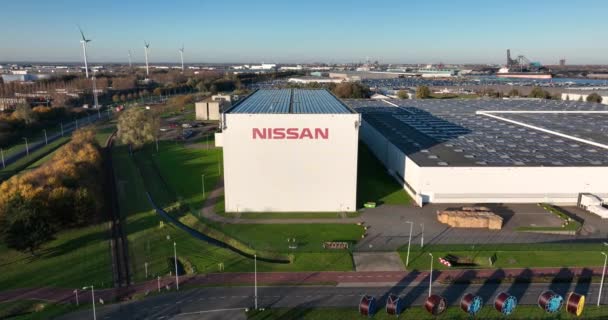 Amsterdam Listopada 2022 Holandia Centrum Części Samochodowych Nissan Wyprawa Magazyn — Wideo stockowe